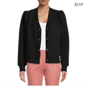 Time and Tru Coordinating Quilted Puff‎ Sleeve Cardigan Sz Large NWT